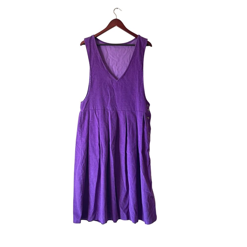 Vintage purple corduroy overall midi‎ dress size medium
